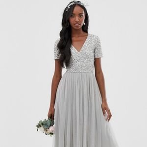 💙 asos maya deluxe premium short sleeve gown